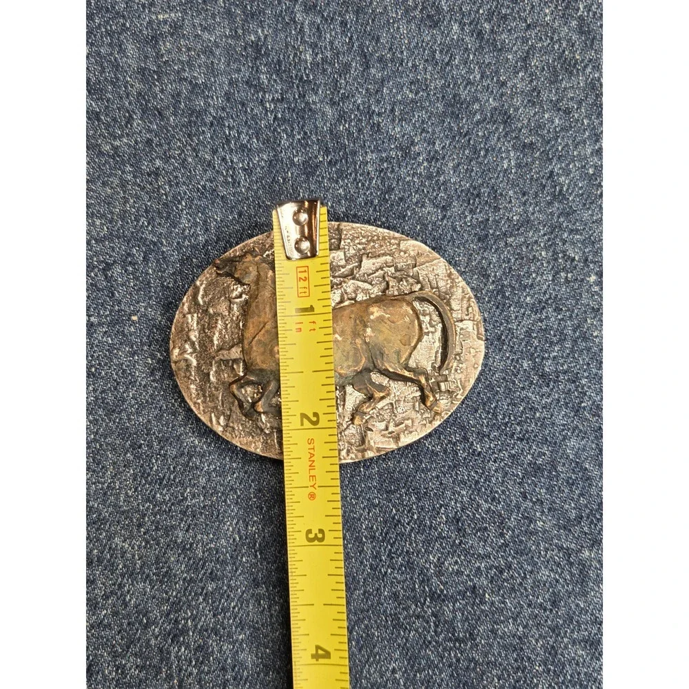 Rare Vintage Womens Handmade Brass Stallion Belt Buckle